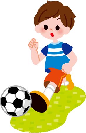 The boy who kicks the ballの写真素材