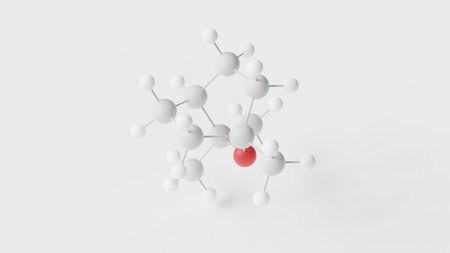 eucalyptol molecule 3d, molecular structure, ball and stick model, structural chemical formula cineoleの写真素材