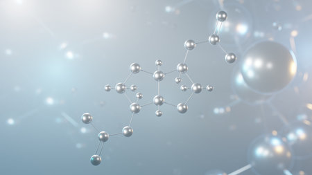 isosorbide dinitrate molecular structure, 3d model molecule, nitrates and nitrites, structural chemical formula view from a microscopeの写真素材