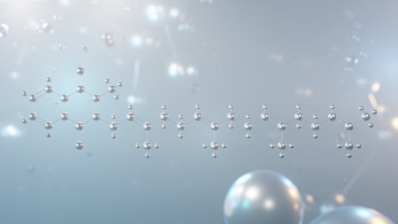 menaquinone molecular structure, 3d model molecule, vitamin k2, structural chemical formula view from a microscopeの写真素材