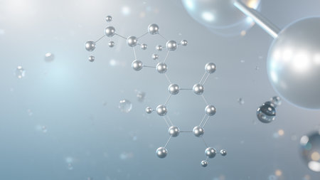 emtricitabine molecular structure, 3d model molecule, hiv treatment drug, structural chemical formula view from a microscopeの写真素材