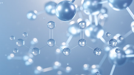 dimethyl dicarbonate molecular structure 3d, flat model, preservative e242, structural chemical formula view from a microscopeの写真素材