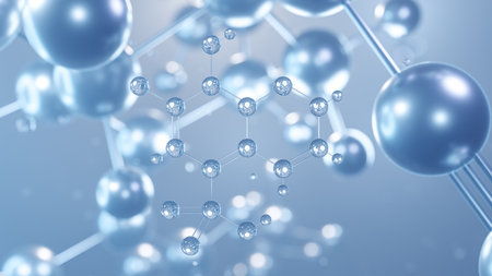 chiniofon molecular structure 3d, flat model, antiprotozoal agent, structural chemical formula view from a microscopeの写真素材