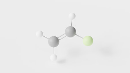 polyvinyl fluoride molecule 3d, molecular structure, ball and stick model, structural chemical formula thermoplastic fluoropolymerの写真素材