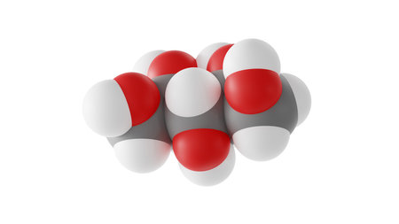 xylitol molecule, polyalcohol e967, molecular structure, isolated 3d model van der Waalsの写真素材