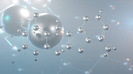 arprinocid molecular structure, 3d model molecule, coccidiostat, structural chemical formula view from a microscopeの写真素材