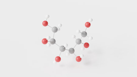 sorbitol molecule 3d, molecular structure, ball and stick model, structural chemical formula e420 sweetenerの写真素材