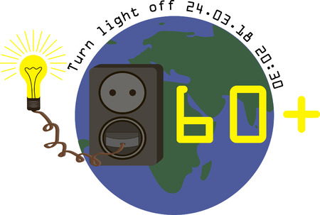 Illustration of earth hour. The lamp is powered from an outletのイラスト素材