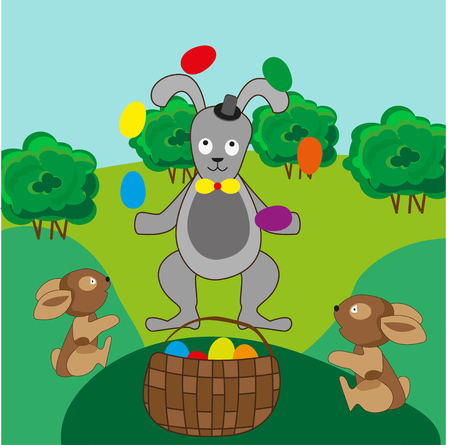 Easter rabbit jugglerのイラスト素材