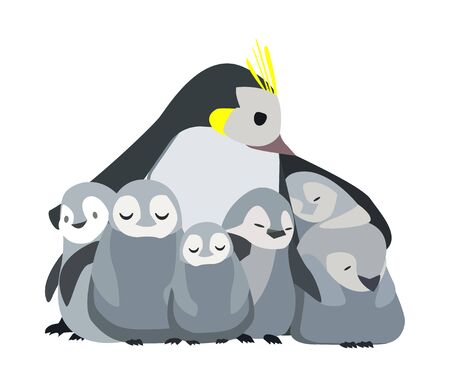 Concept of happy family, cartoon, wild animals on isolated background, vectorのイラスト素材