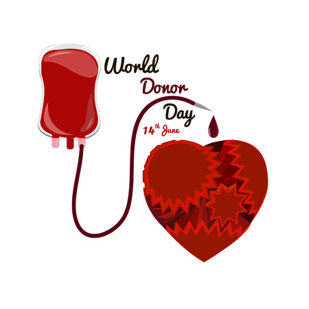 Concept on the world donor day June 14, package for blood transfusion with a heart of gears, vectorのイラスト素材