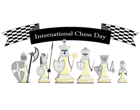 International Chess Day, vector illustration with stylized knight chessのイラスト素材