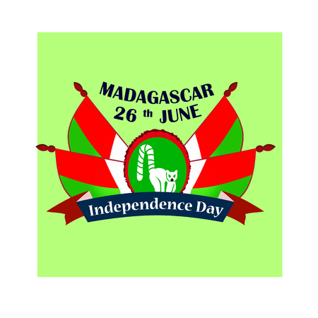 Independence Day of Madagascar, illustration with national flagsのイラスト素材