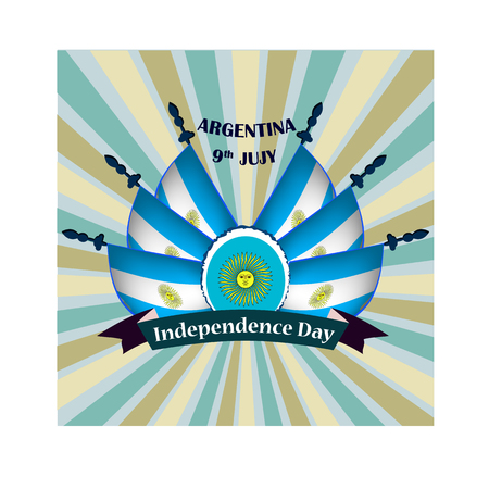 Independence Day of Argentina, vector illustration with national flagsのイラスト素材
