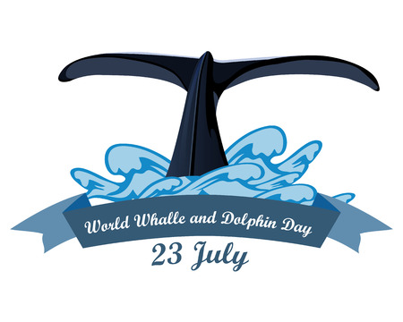 World Whale and Dolphin Day july 23, vector illustrationのイラスト素材