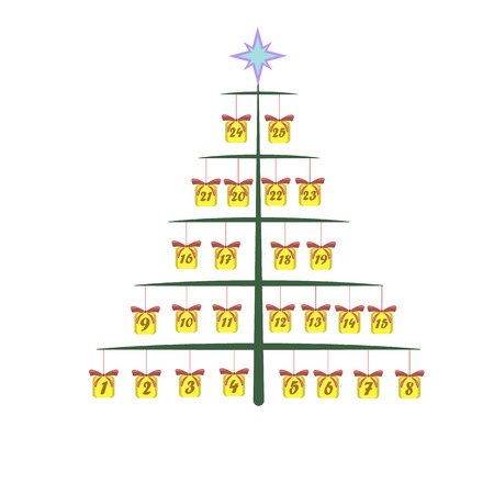 Advent calendar for Christmas with a picture of gifts stylized for the days of the month. Vector illustrationのイラスト素材