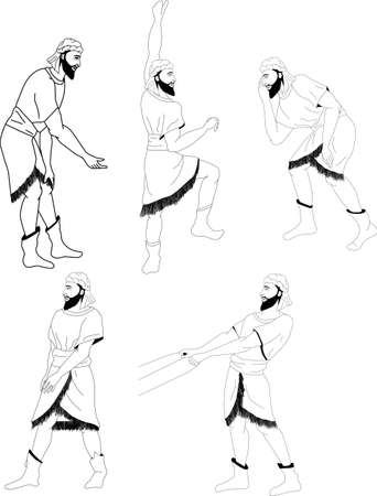 Man in different poses on a transparent background, coloring bookのイラスト素材