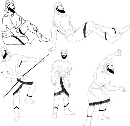 Man in different poses on a transparent background, coloring bookのイラスト素材
