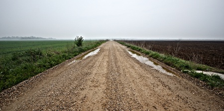 Rular road on a cloudy dayの写真素材