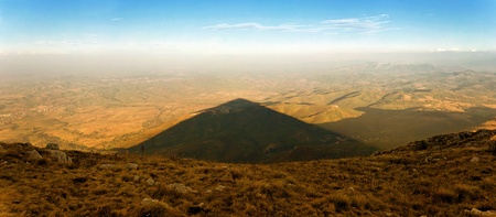 Top of the mountains in autumn colorsの写真素材