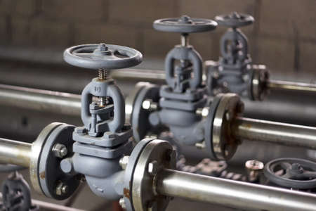 Industrial pipelines and valve, focus forwardの写真素材