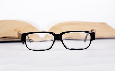 Book and Glasses  Vintage style, Focus on glasses の写真素材