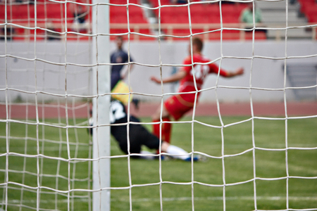soccer goal in focus, football gameの写真素材