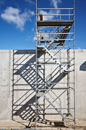 aluminum scaffolding at construction site, scaffoldの写真素材