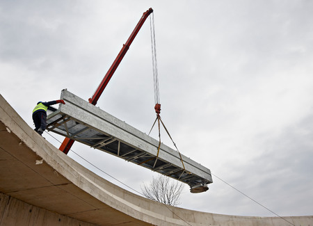 Transport with crane. Crane and cargo. Element of building design.の写真素材