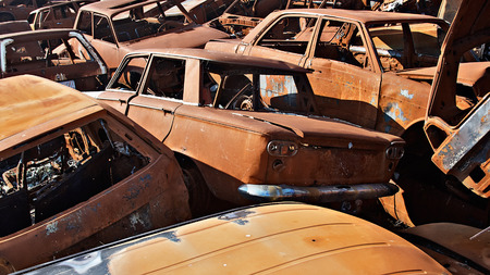 A lot of used cars in the junkyard 