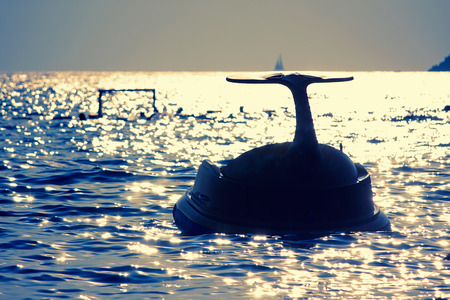 pedal boat, paddle boats at sea, silhouetteの写真素材