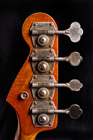 Bass guitar head, focus on guitar Machine Headsの写真素材