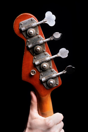 Bass guitar head, focus on guitar Machine Headsの写真素材
