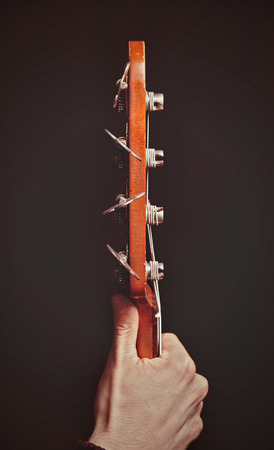 Bass guitar head, focus on guitar Machine Headsの写真素材