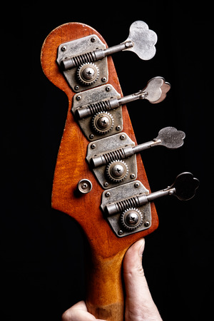 Bass guitar head, focus on guitar Machine Headsの写真素材