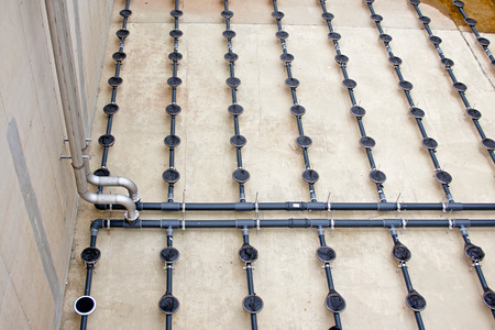 Water treatment tank with waste water with aeration processの写真素材