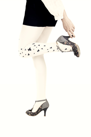 Legs in heels, Woman legs wearing pantyhose and heels, clipping path
の写真素材