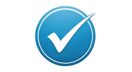 A clean and vibrant blue circular icon featuring a prominent white check mark, symbolizing confirmation, success, agreement, and task completion. Perfect for digital interfaces and applications.の素材