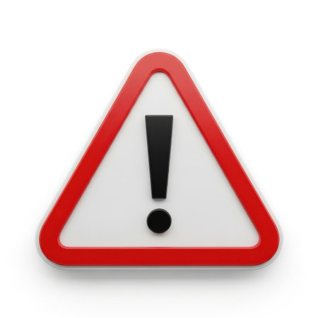 A universal symbol for caution and attention. This triangular warning sign features a bold red border and a prominent black exclamation mark, signifying an alert or potential hazard.の素材