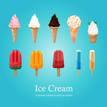 Illustration of multiple flavors of ice creamのイラスト素材