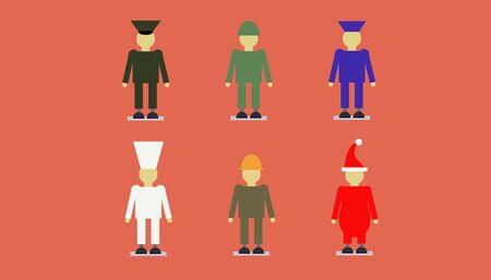 Flat figures of people in uniform.のイラスト素材