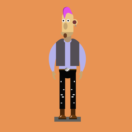 Flat Punk in a jacket and bootsのイラスト素材