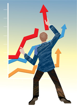 Businessman holding graph arrowsのイラスト素材
