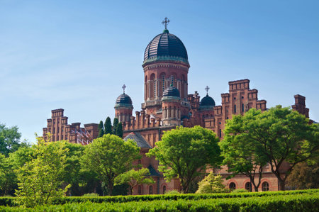 Facade of the main capmus of the Yuriy Fedkovych Chernivtsi National University against the...
