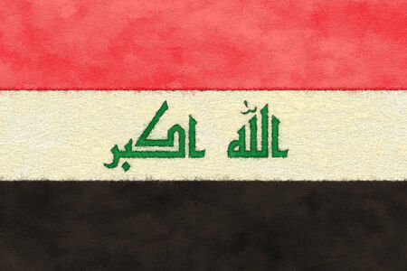 Iraq flag on ageing paperの写真素材