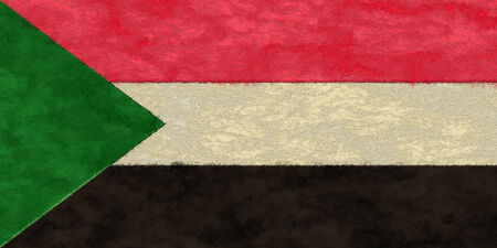 Sudan flag on ageing paperの写真素材
