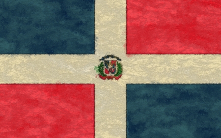 Dominican Republic flag on ageing paperの写真素材
