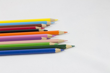 The 12 color pencil on the whit backgroung.の写真素材