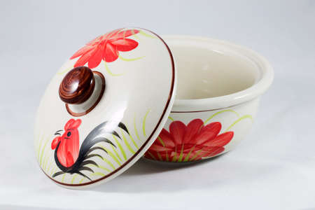The ceramic rooster bowl of thailand from Lampang の写真素材
