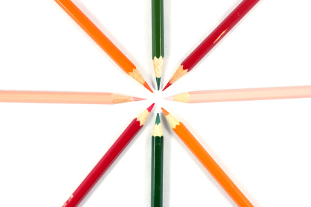 Direction of color pencil on the white background の写真素材